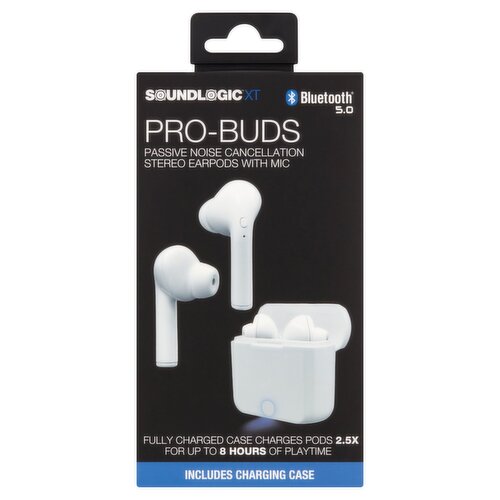 SoundLogic XT Pro-Buds Bluetooth Passive Noice Cancellation Stereo Earpods with Mic