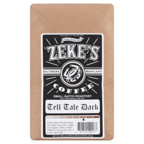 Zeke's Coffee Tell Tale Dark Whole Bean Coffee, 1 lb