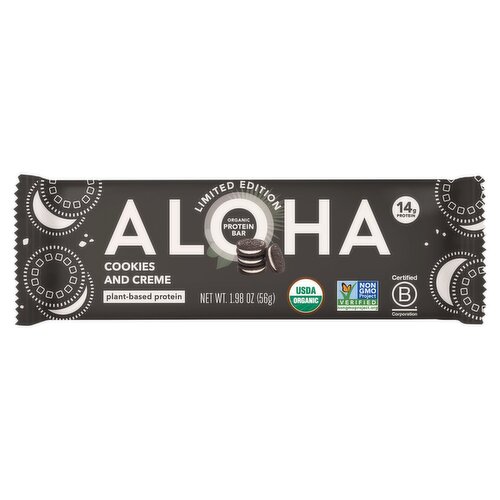 Aloha Cookies and Creme Organic Protein Bar Limited Edition, 1.98 oz