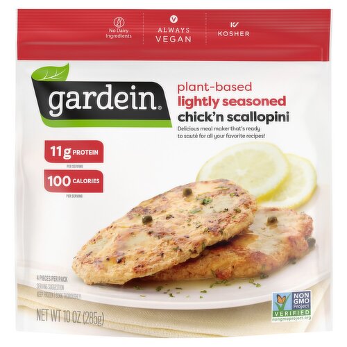 Gardein Plant-Based Lightly Seasoned Chick'n Scallopini, 4 count, 10 oz