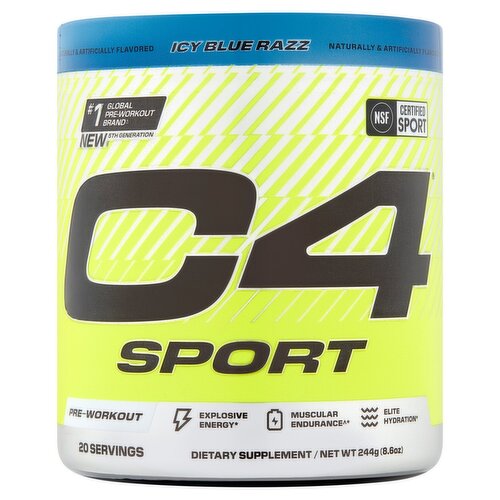 C4 Sport Icy Blue Razz Pre-Workout Dietary Supplement, 8.6 oz