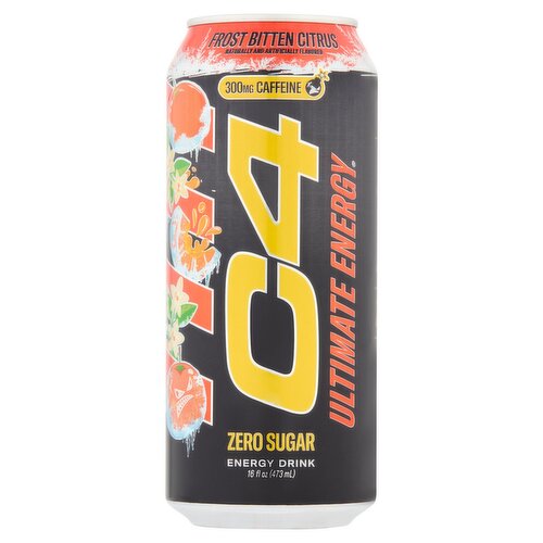C4 Ultimate Energy Frost Bitten Citrus Zero Sugar Energy Drink, 16 fl oz