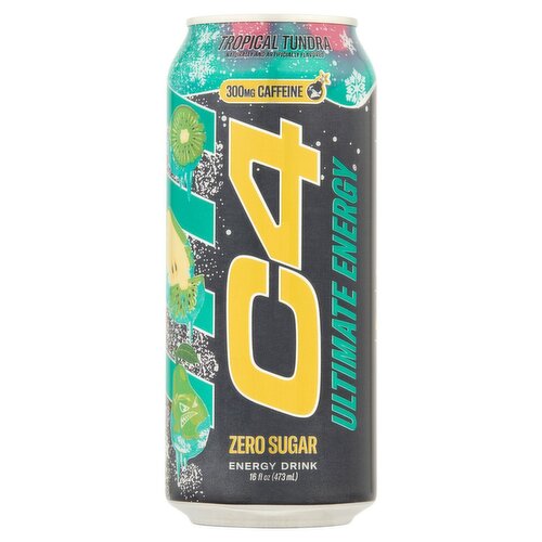 C4 Ultimate Energy Tropical Tundra Zero Sugar Energy Drink, 16 fl oz
