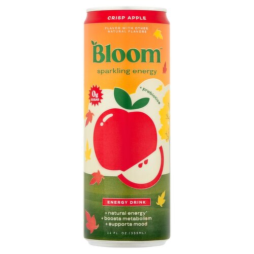 Bloom Crisp Apple Sparkling Energy Drink, 12 fl oz