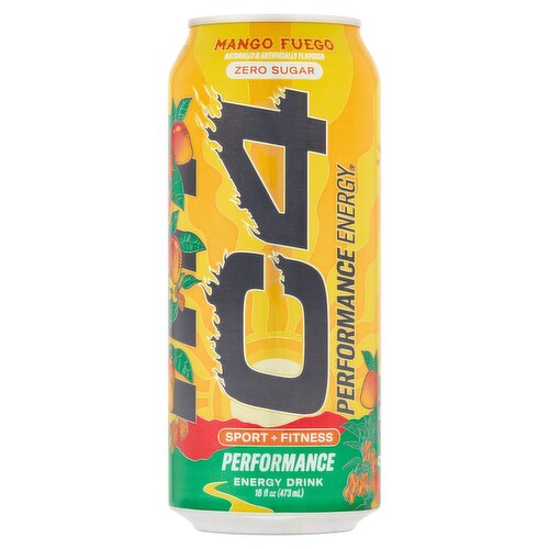 C4 Zero Sugar Mango Fuego Performance Energy Drink, 16 fl oz