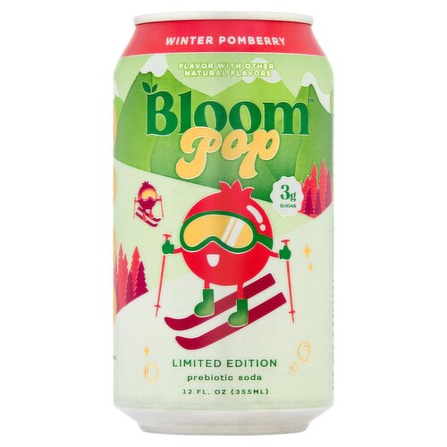 Bloom Pop Winter Pomberry Prebiotic Soda Limited Edition, 12 fl oz
