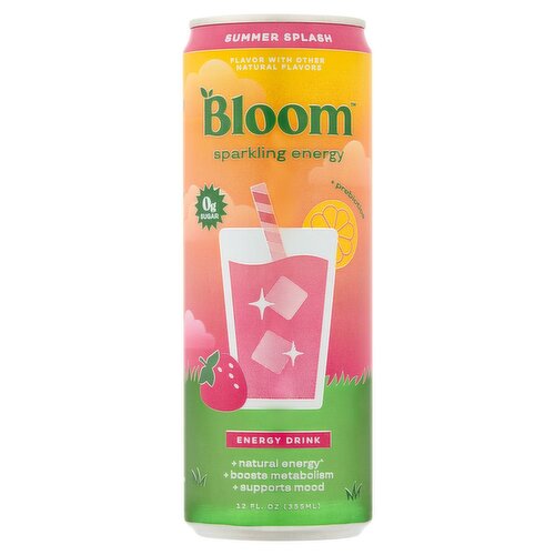 Bloom Summer Splash Sparkling Energy Drink, 12 fl oz