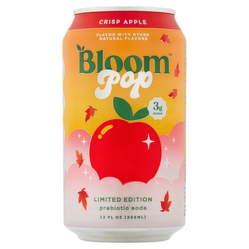 Bloom Pop Crisp Apple Prebiotic Soda Limited Edition, 12 fl oz