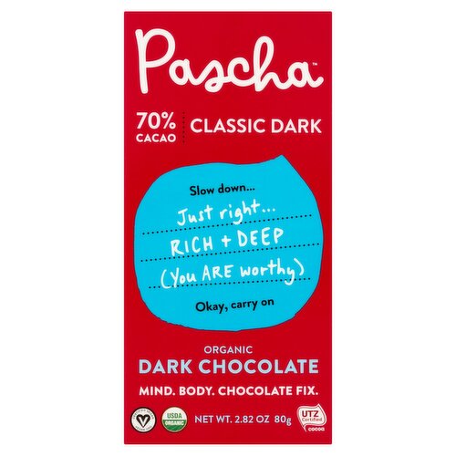 Pascha 70% Cacao Organic Classic Dark Chocolate, 2.82 oz