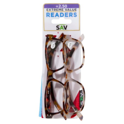 SAV Eyewear +2.50 Extreme Value Readers, 2 count