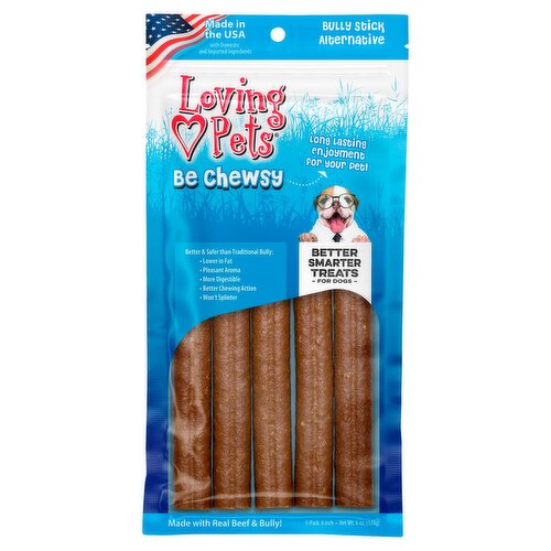 Loving Pets Bully Stick Alternative Chews for Dogs, 5 count, 6 oz