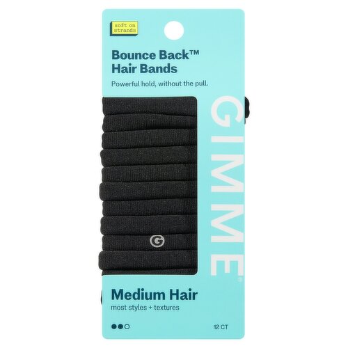 Gimme Beauty Bounce Back Medium Hair Black Hair Bands, 12 Count