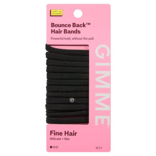 Gimme Beauty Bounce Back Fine Hair Black Hair Bands, 12 Count