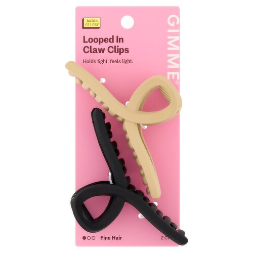 Gimme Beauty Looped In Fine Hair Black + Tan Claw Clips, 2 Count