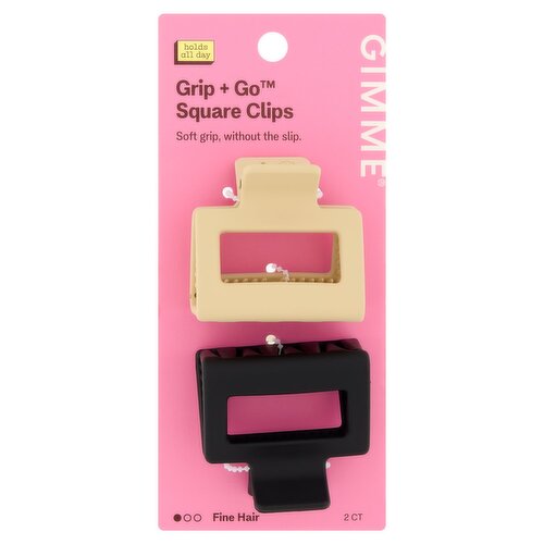 Gimme Beauty Grip Go Fine Hair Black Tan Square Clips, 2 Count
