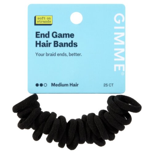 Gimme Beauty End Game Medium Hair Black Hair Bands, 25 Count
