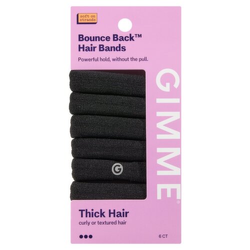 Gimme Beauty Bounce Back Thick Hair Black Hair Bands, 6 Count