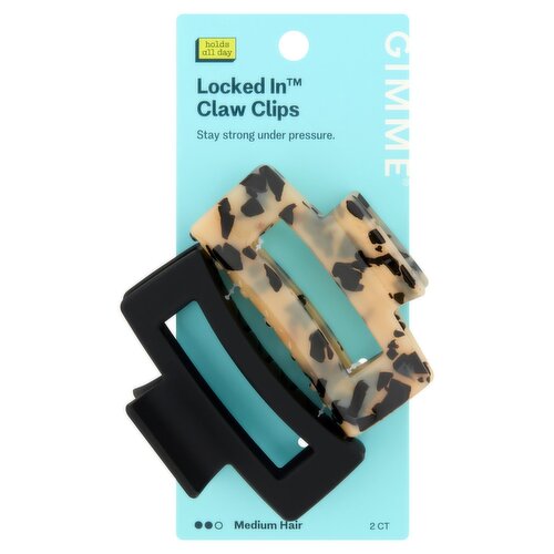Gimme Locked In Medium Hair Black + Tortoise Claw Clips, 2 count