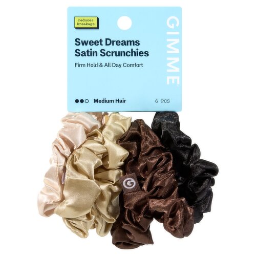 Gimme Beauty Sweet Dreams Medium Hair Neutral Satin Scrunchies, 6 count