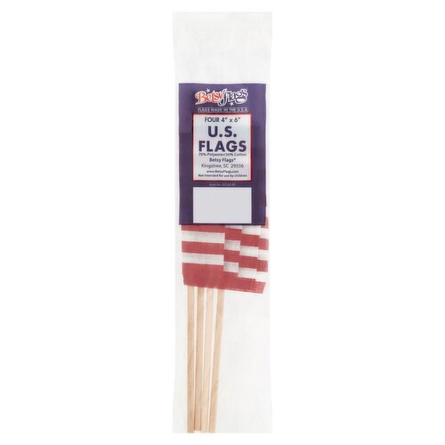 Betsy Flags 4" x 6" U.S. Flags, 4 count