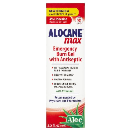 Alocane Max Aloe Emergency Burn Gel with Antiseptic, 2.5 fl oz