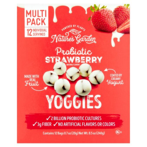 Nature's Garden Probiotic Strawberry Yoggies Multi Pack, 0.7 oz, 12 count