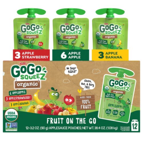 Materne GoGo Squeez Organic Fruit on the Go, 3.2 oz, 12 count
