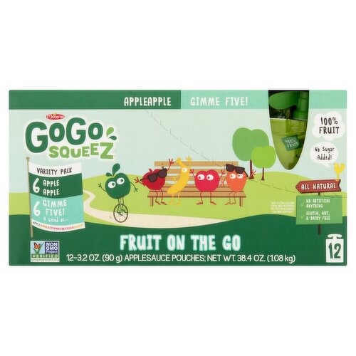 Materne GoGo Squeez AppleApple and Gimme Five! Fruit on the Go Variety Pack, 3.2 oz, 12 count