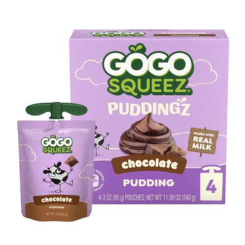 GoGo Squeez Chocolate Puddingz, 3 oz, 4 count