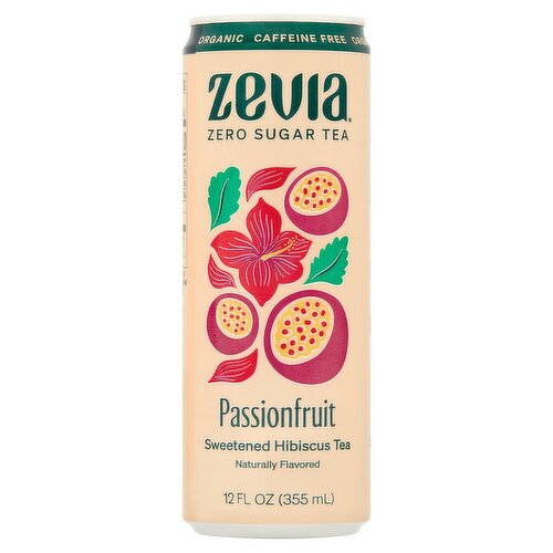 Zevia Passionfruit Sweetened Hibiscus Zero Sugar Tea, 12 fl oz