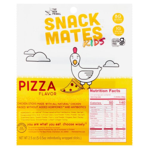 The New Primal Snack Mates Kids Pizza Flavor Sticks, 0.5 oz, 5 count