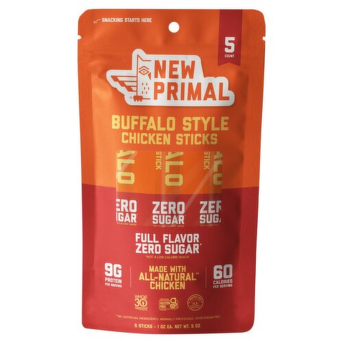 New Primal Buffalo Style Chicken Sticks, 1 oz, 5 count