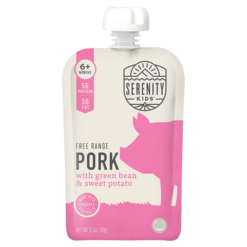 Serenity Kids Free Range Pork with Green Bean & Sweet Potato Baby Food, 6+ Months, 3.5 oz