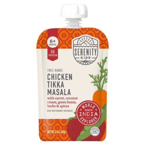 Serenity Kids Free Range Chicken Tikka Masala Baby Food, 6+ Months, 3.5 oz