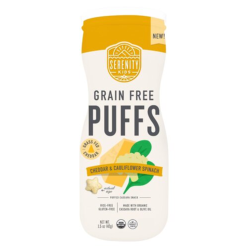 Serenity Kids Cheddar & Cauliflower Spinach Grain Free Puffs, 1.5 oz