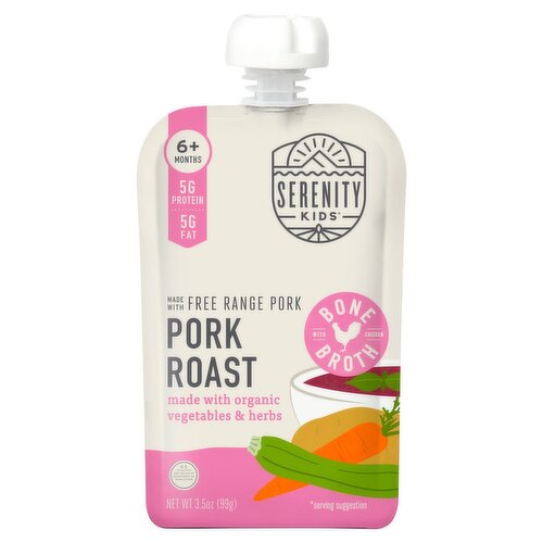 Serenity Kids Pork Roast Bone Broth with Chicken Baby Food, 6+ Months, 3.5 oz