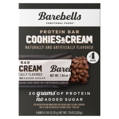 Barebells Cookies & Cream Protein Bar, 1.94 oz, 4 count
