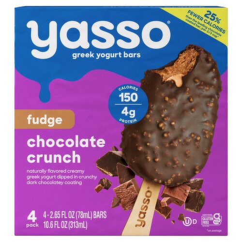 Yasso Fudge Chocolate Crunch Greek Yogurt Bars, 2.65 fl oz, 4 count