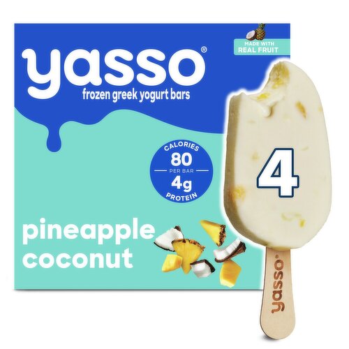 Yasso Pineapple Coconut Frozen Greek Yogurt Bars, 4 count, 14 fl oz