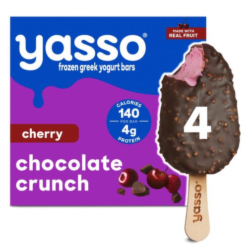 Yasso Cherry Chocolate Crunch Frozen Greek Yogurt Bars, 4 count, 10.6 fl oz