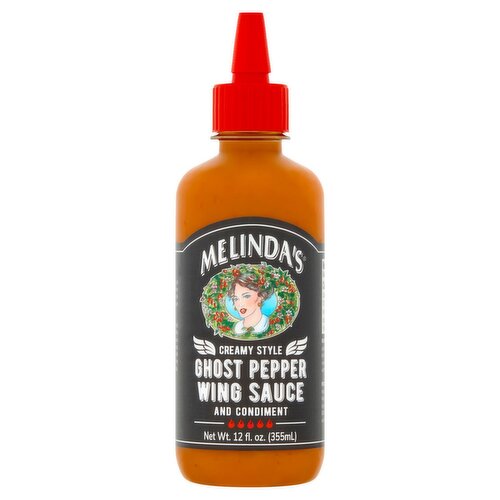 Melinda's Creamy Style Ghost Pepper Wing Sauce and Condiment, 12 fl oz