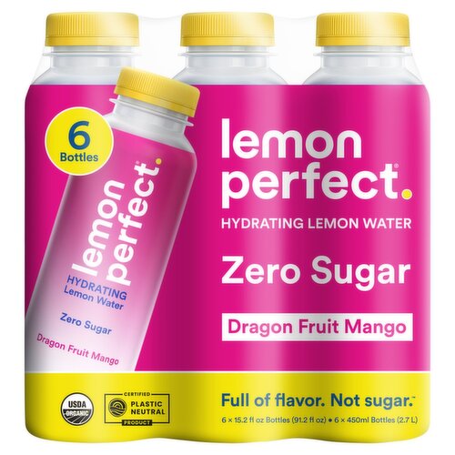 Lemon Perfect Dragon Fruit Mango Zero Sugar Hydrating Lemon Water, 15.2 fl oz, 6 count