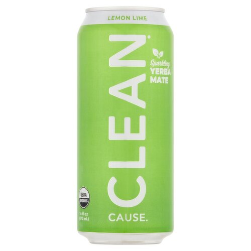 Clean Cause Lemon Lime Sparkling Yerba Mate, 16 fl oz
