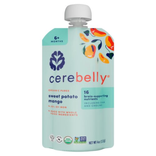 Cerebelly Sweet Potato Mango Organic Puree, 6+ Months, 4 oz.