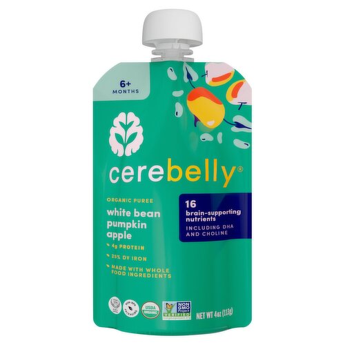 Cerebelly White Bean Pumpkin Apple Organic Puree, 6+ Months, 4 oz