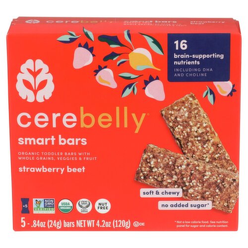 Cerebelly Strawberry Beet Soft & Chewy Organic Toddler Smart Bars, 0.84 oz, 5 count