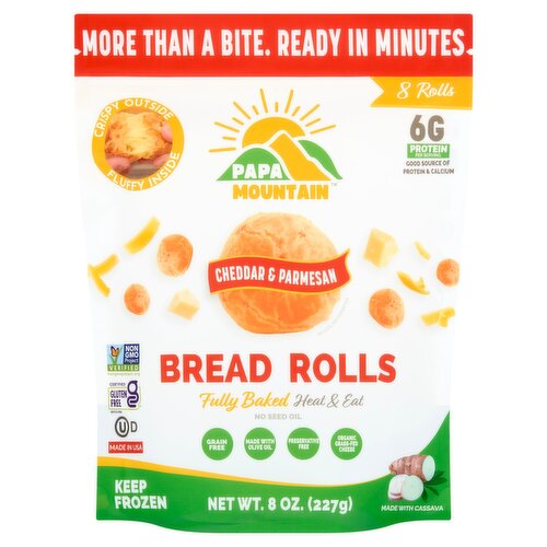 Papa Mountain Cheddar & Parmesan Bread Rolls, 8 count, 8 oz