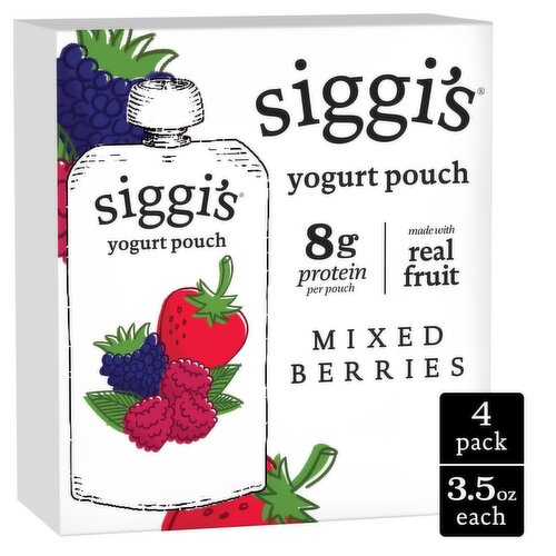 Siggi's Mixed Berries Reduced Fat Yogurt Pouch, 3.5 oz, 4 count
