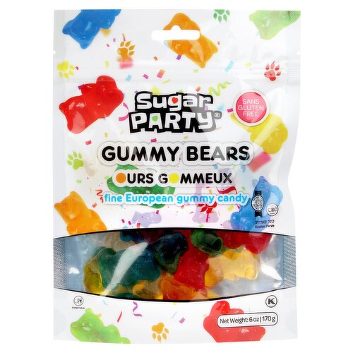 Sugar Party Gummy Bears Fine European Gummy Candy, 6 oz