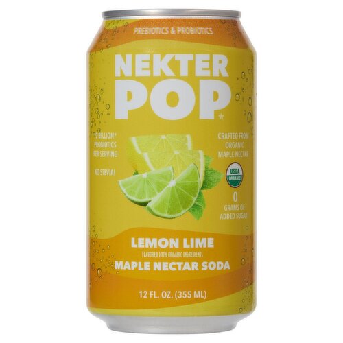 Nekter Pop Lemon Lime Maple Nectar Soda, 12 fl oz